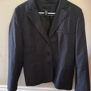 Navy blue striped blazer, size 14, in good condition